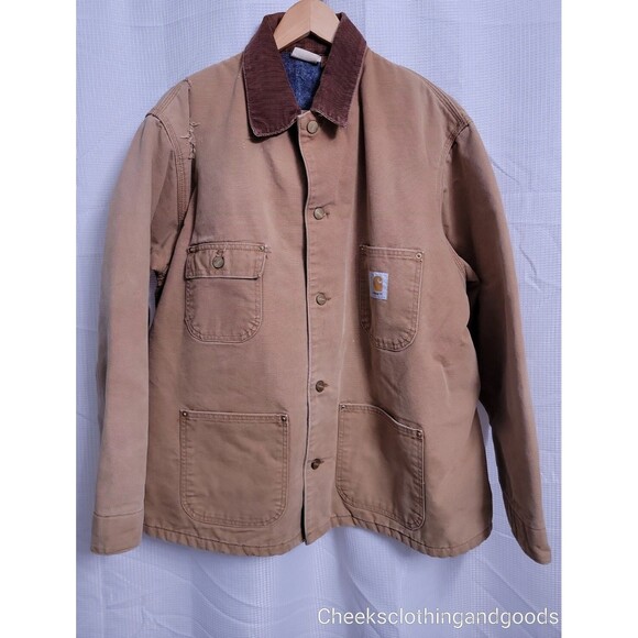 Vintage Carhartt Blanket Lined Chore Work Duck Jacket size 46 Made in USA - Picture 2 of 6